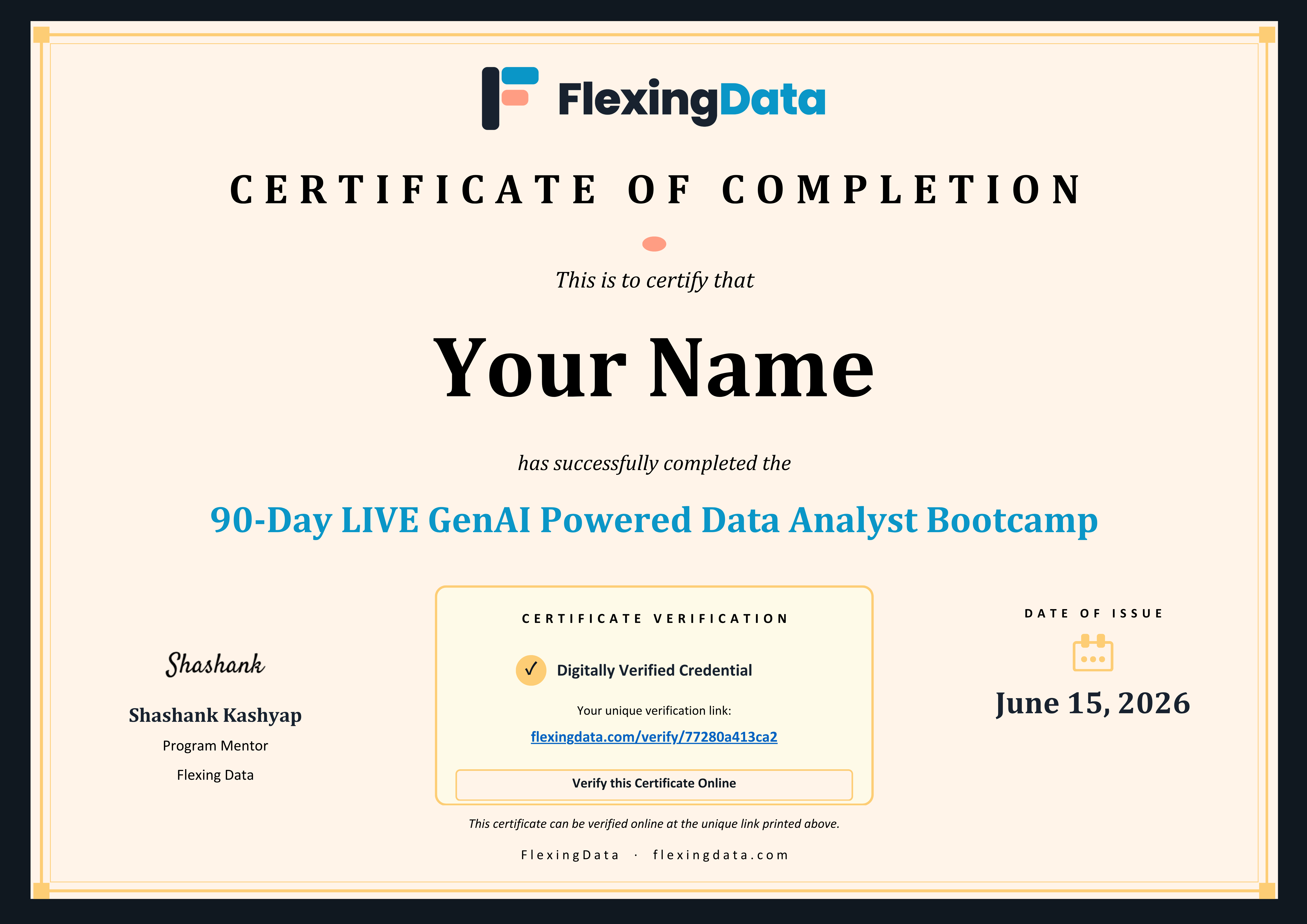 Flexing Data Certificate of Completion